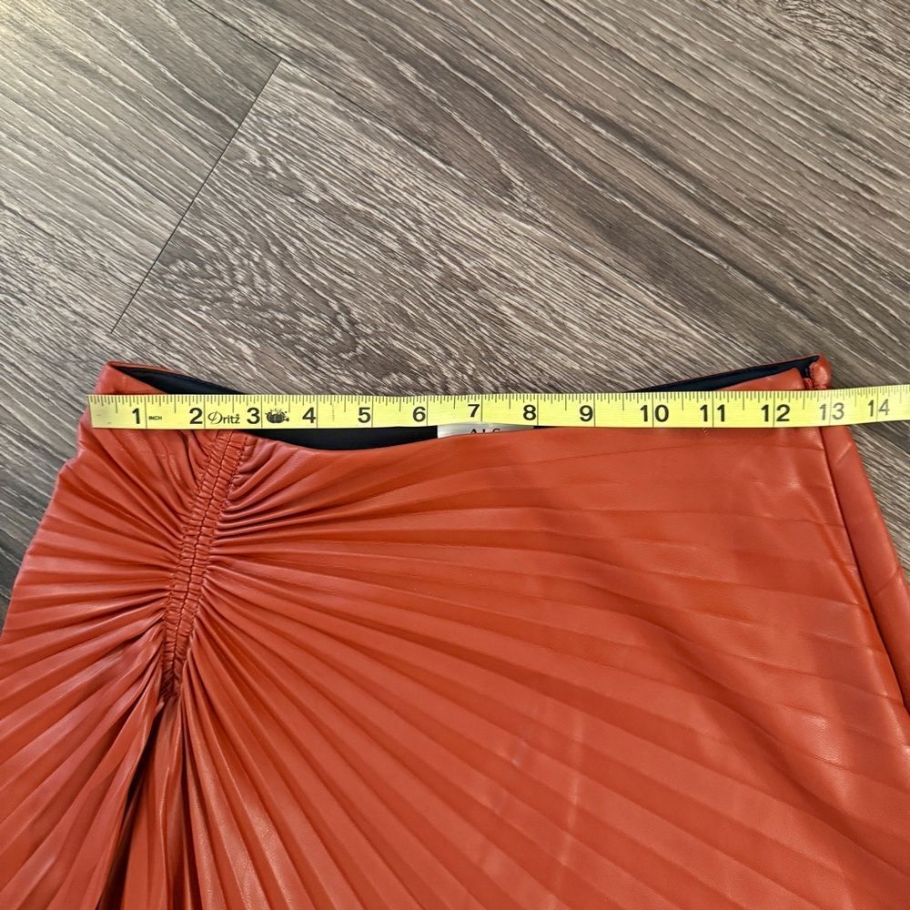 A.L.C. Tracy Asymmetric Pleated Vegan Leather Skirt - Picture 3 of 7